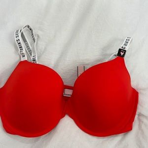 Red sexy new with tags Victoria’s Secret white logo straps 36DD